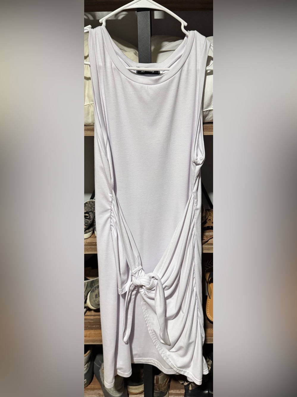 Amazon Women's White Asymmetrical Tie-Detail Tank Dress